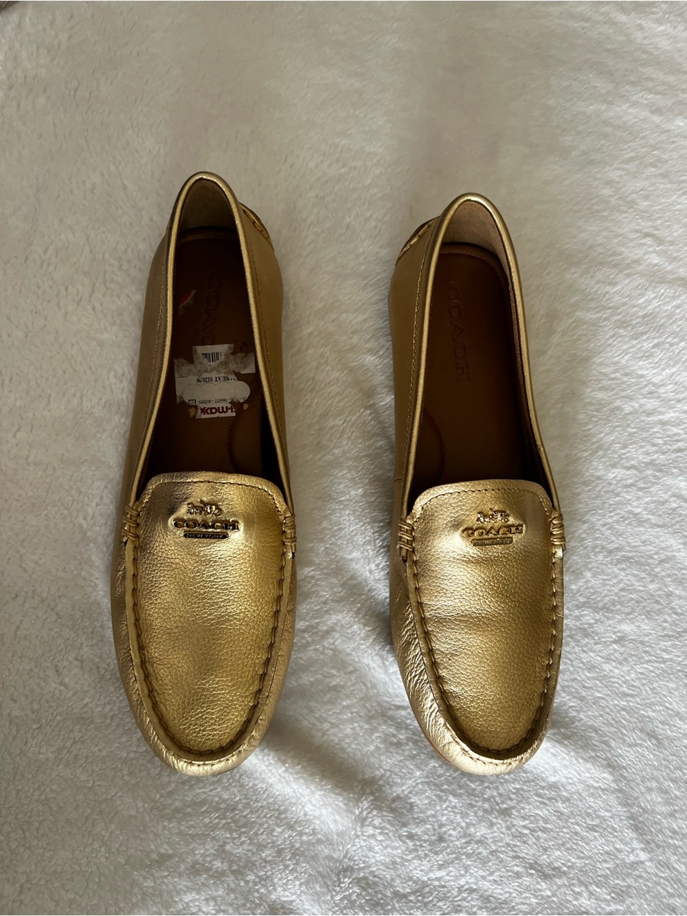 Coach Metallic Gold Leather Loafers